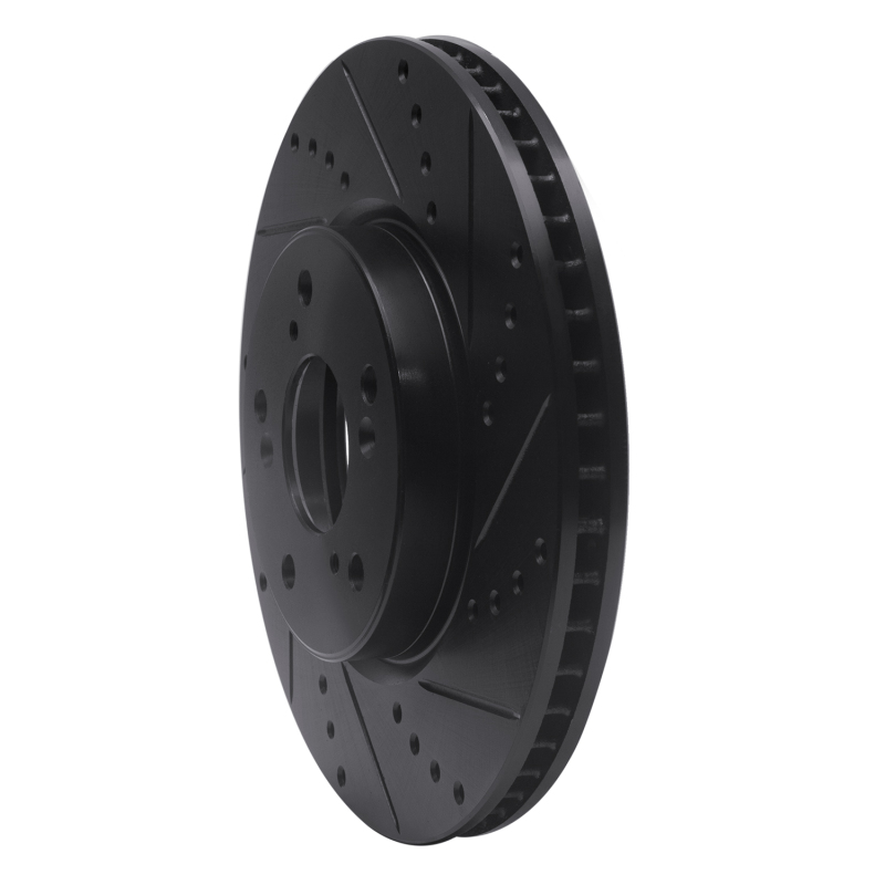 Picture of R1 13-22 Honda Accord Coupe Front Right Drilled & Slotted Black Brake Rotor