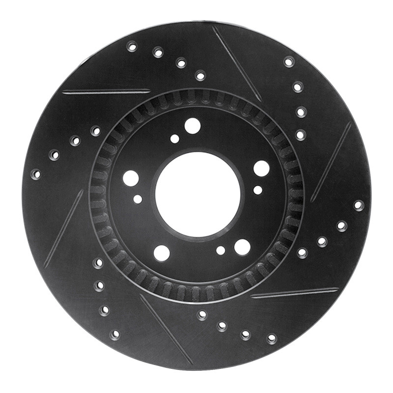 Picture of R1 91-01 Acura RL Front Left Drilled & Slotted Black Brake Rotor