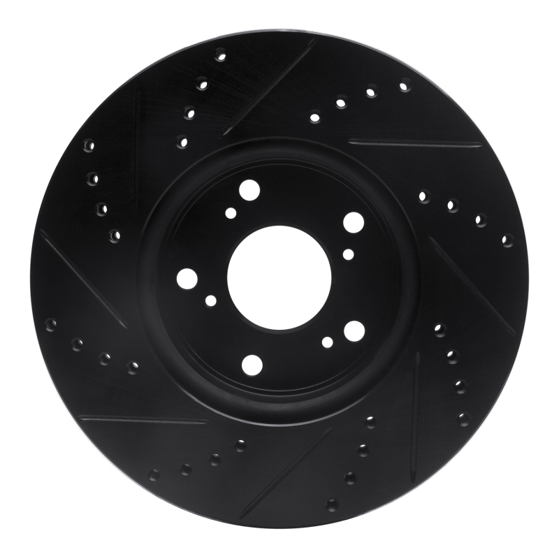 Picture of R1 13-22 Honda Accord Coupe Front Right Drilled & Slotted Black Brake Rotor