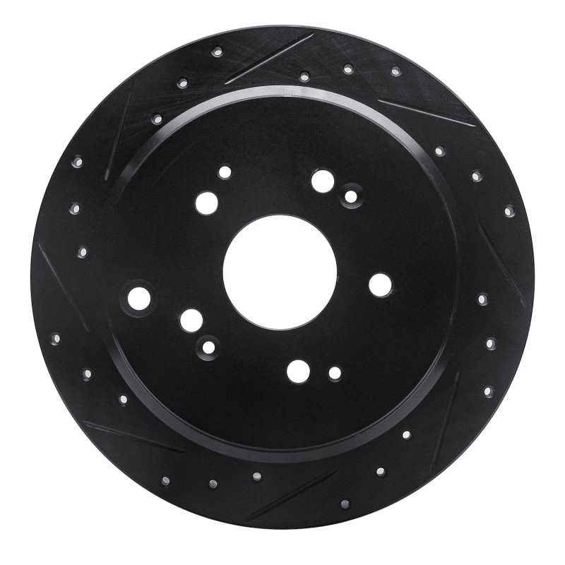 Picture of R1 02-04 Honda Odyssey Rear Left Drilled & Slotted Black Brake Rotor
