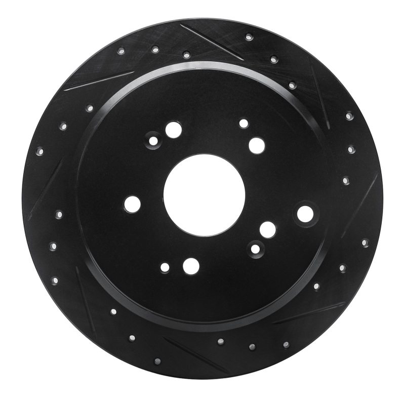 Picture of R1 02-04 Honda Odyssey Rear Right Drilled & Slotted Black Brake Rotor