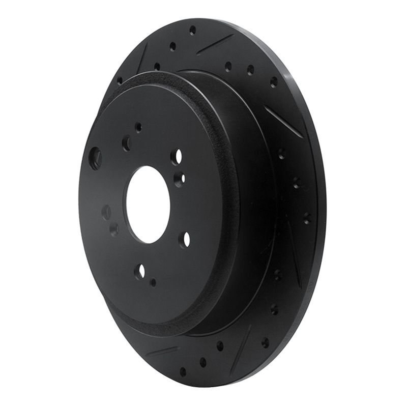 Picture of R1 01-08 Acura MDX Rear Left Drilled & Slotted Black Brake Rotor