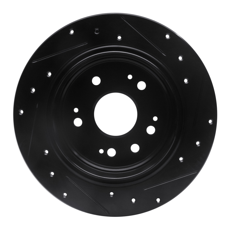 Picture of R1 02-04 Honda CR-V Rear Left Drilled & Slotted Black Brake Rotor