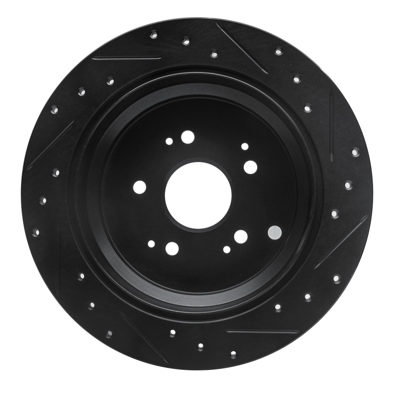 Picture of R1 02-04 Honda Odyssey Rear Left Drilled & Slotted Black Brake Rotor