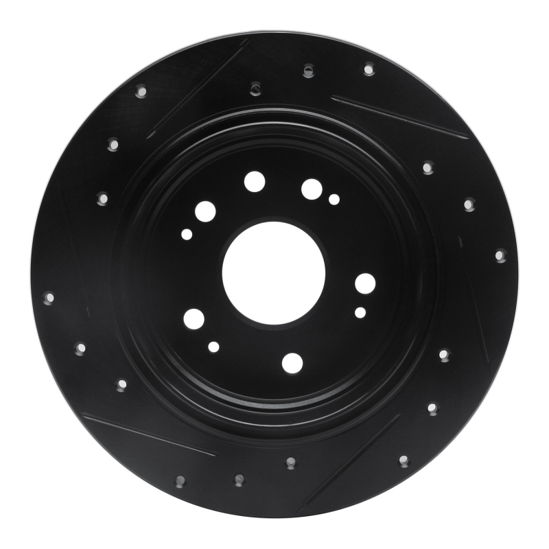 Picture of R1 02-04 Honda CR-V Rear Right Drilled & Slotted Black Brake Rotor