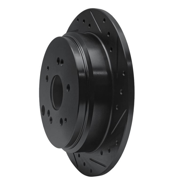 Picture of R1 02-04 Honda Odyssey Rear Right Drilled & Slotted Black Brake Rotor