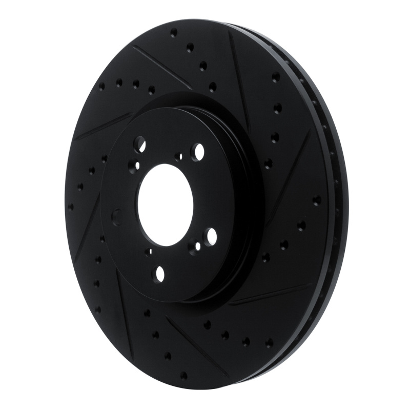 Picture of R1 06-14 Honda Ridgeline Front Right Drilled & Slotted Black Brake Rotor