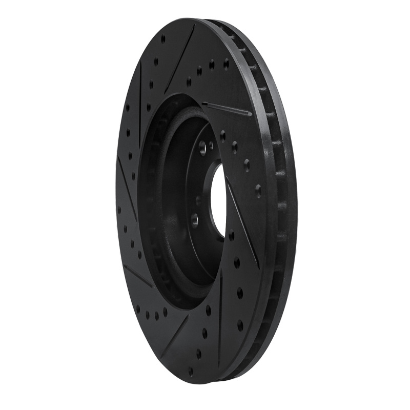 Picture of R1 06-14 Honda Ridgeline Rear Right Drilled & Slotted Black Brake Rotor