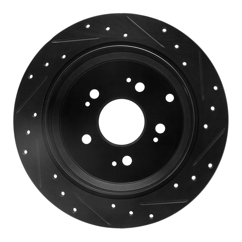Picture of R1 05-10 Honda Odyssey Rear Left Drilled & Slotted Black Brake Rotor