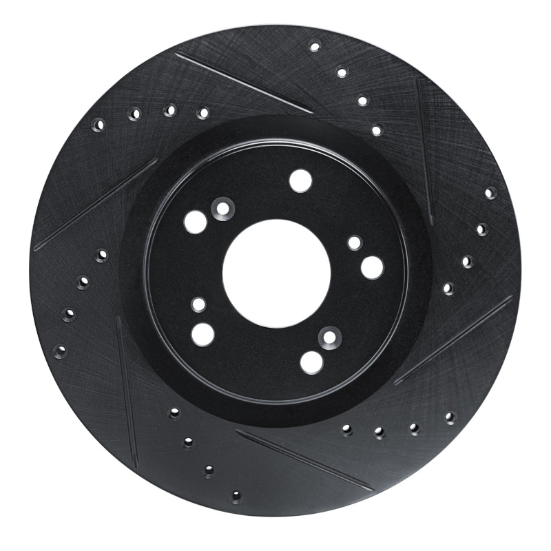 Picture of R1 12-16 Honda CR-V Front Right Drilled & Slotted Black Brake Rotor