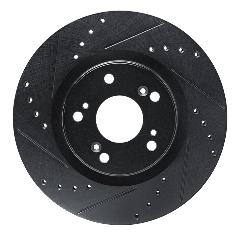 Picture of R1 12-16 Honda CR-V Front Left Drilled & Slotted Black Brake Rotor