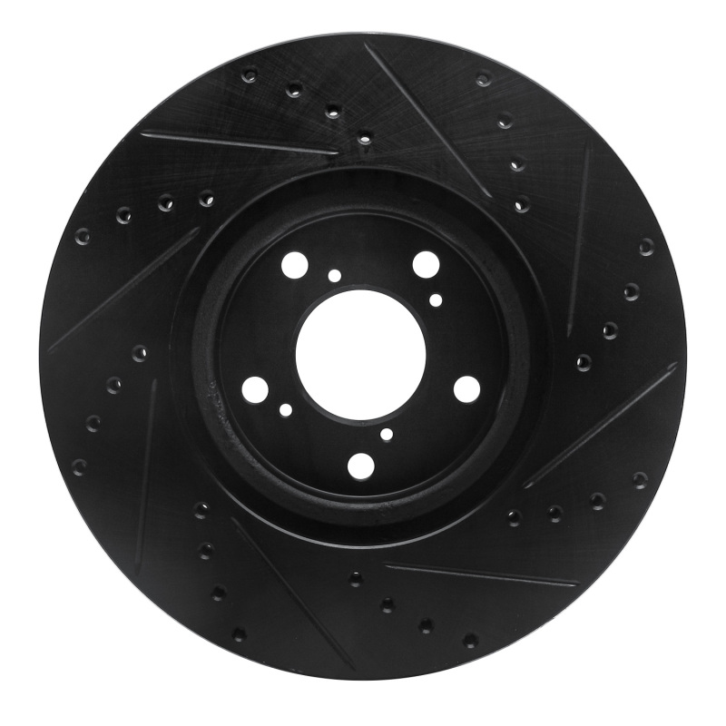 Picture of R1 07-20 Acura MDX Front Left Drilled & Slotted Black Brake Rotor