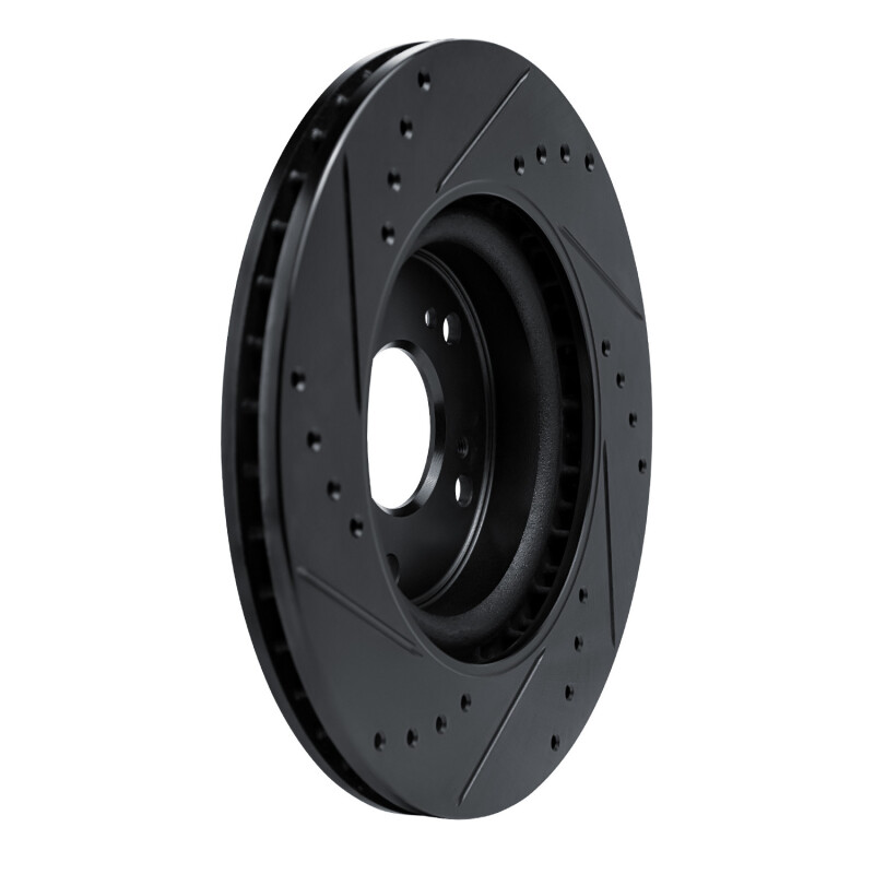 Picture of R1 12-16 Honda CR-V Front Right Drilled & Slotted Black Brake Rotor