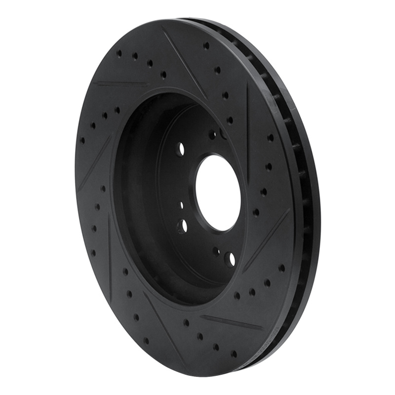 Picture of R1 07-16 Acura RDX Front Left Drilled & Slotted Black Brake Rotor