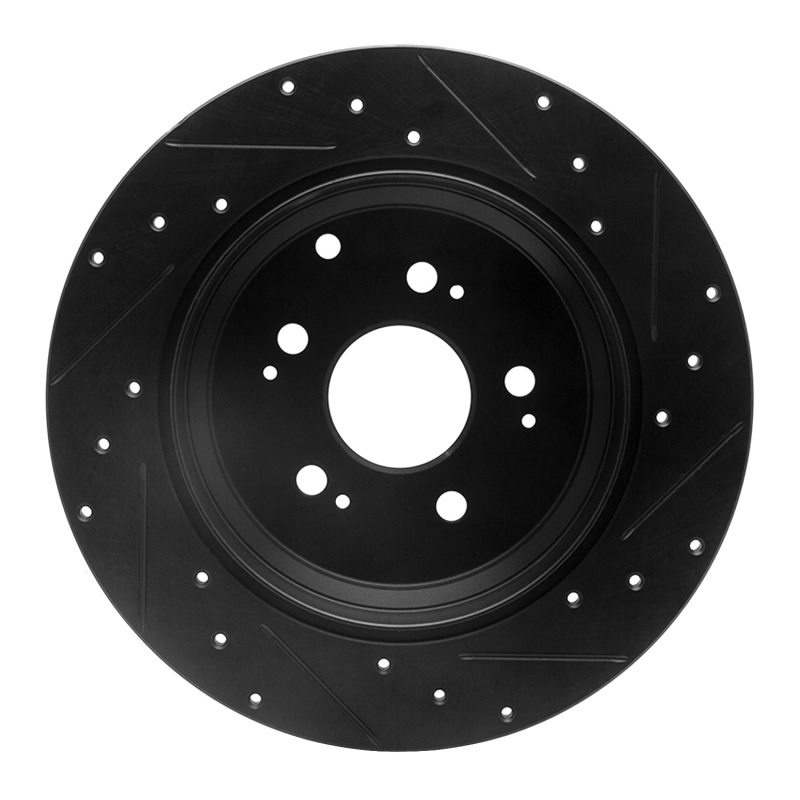 Picture of R1 07-17 Acura ZDX Rear Left Drilled & Slotted Black Brake Rotor