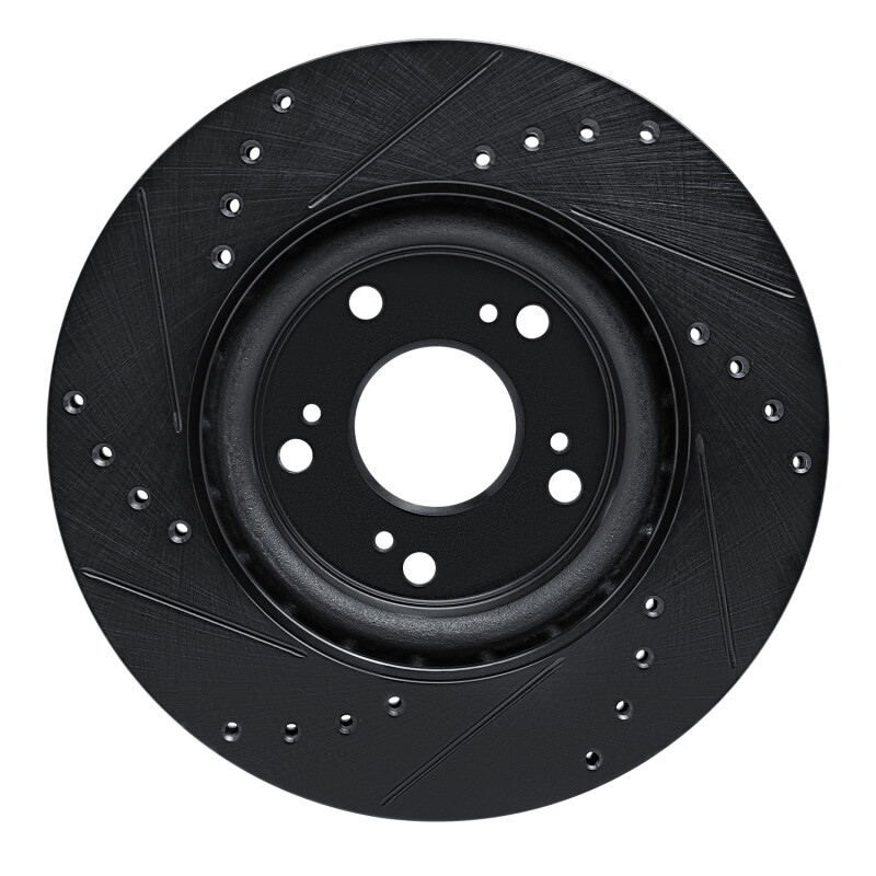 Picture of R1 12-16 Honda CR-V Front Right Drilled & Slotted Black Brake Rotor