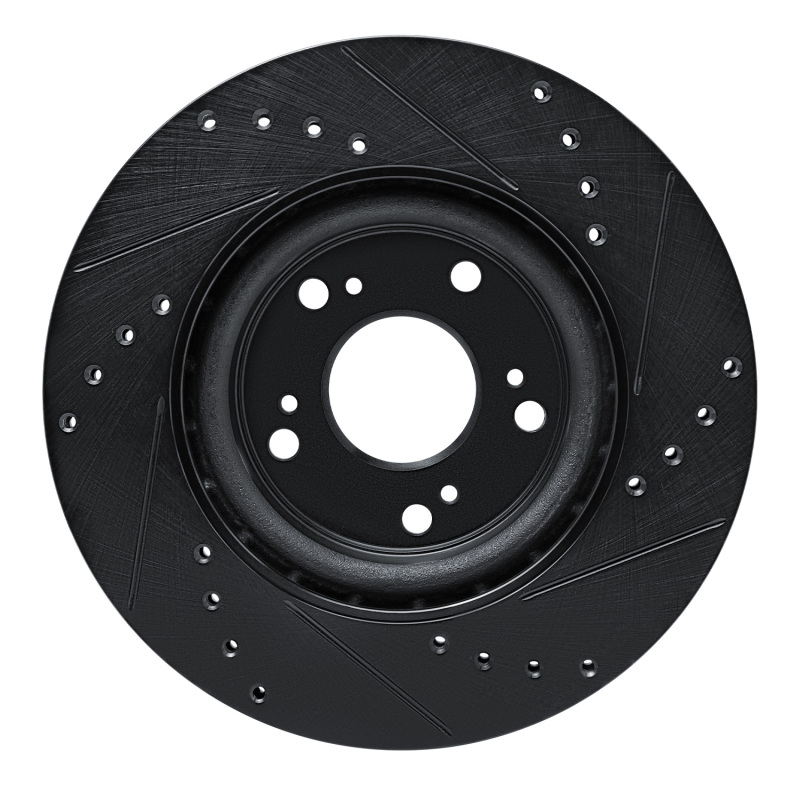 Picture of R1 12-16 Honda CR-V Front Left Drilled & Slotted Black Brake Rotor