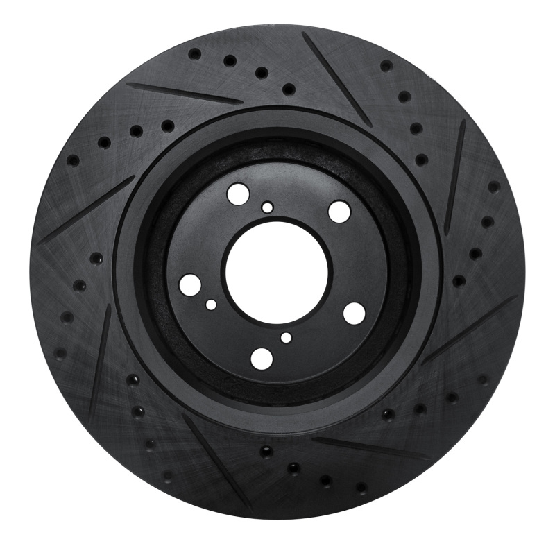 Picture of R1 15-25 Acura MDX Front Left Drilled & Slotted Black Brake Rotor