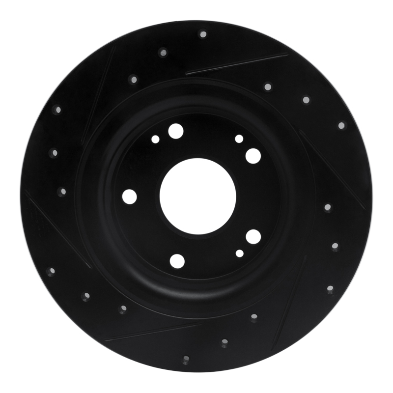 Picture of R1 17-20 Honda Civic Sedan Rear Right Drilled & Slotted Black Brake Rotor