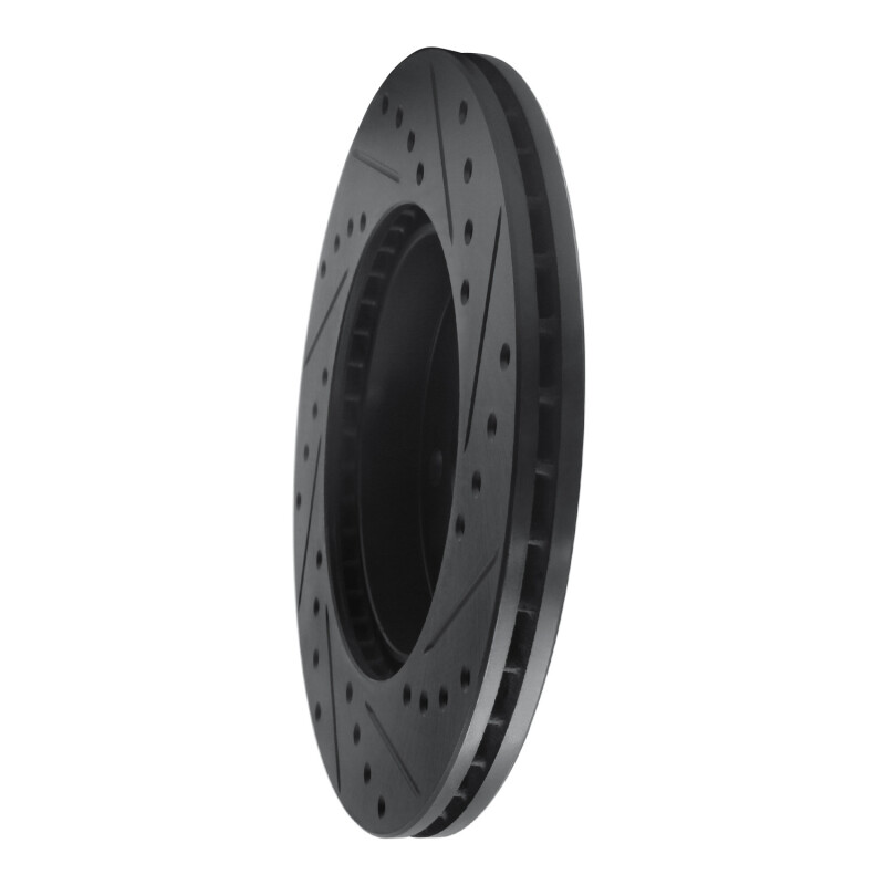 Picture of R1 94-97 Mercedes-Benz C280 Front Left Drilled & Slotted Black Brake Rotor