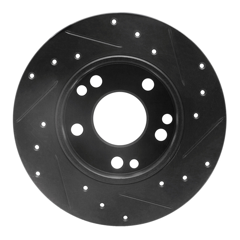 Picture of R1 83-89 Mercedes-Benz 190D Front Left Drilled & Slotted Black Brake Rotor