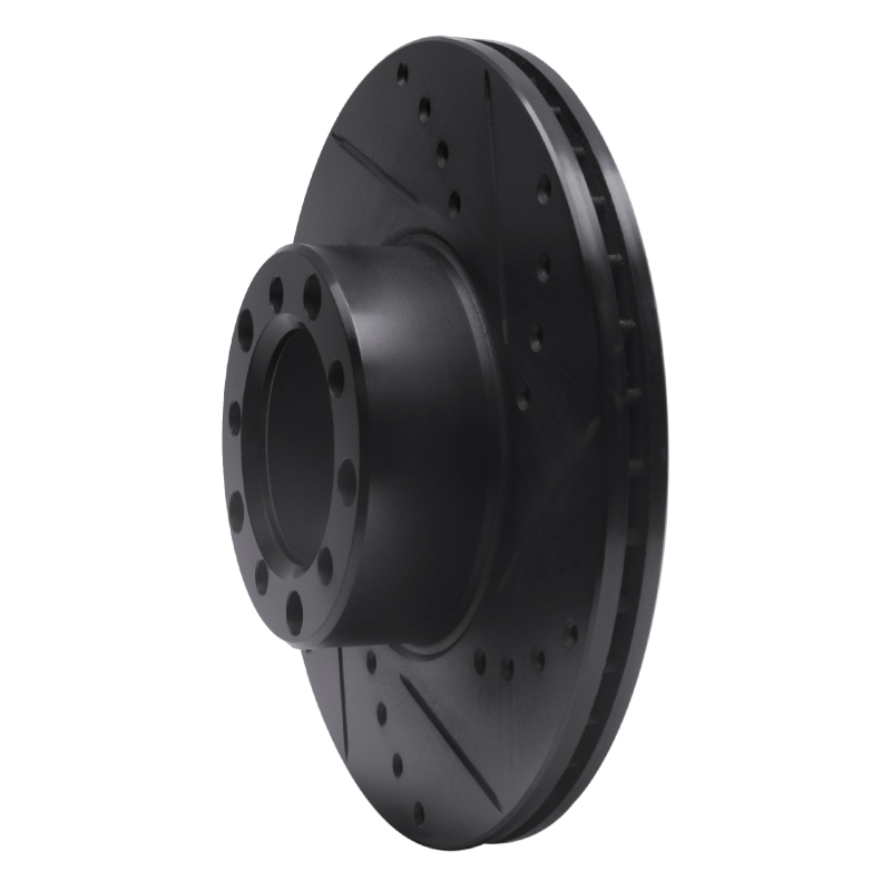 Picture of R1 79-85 Mercedes-Benz 380SEL Front Right Drilled & Slotted Black Brake Rotor