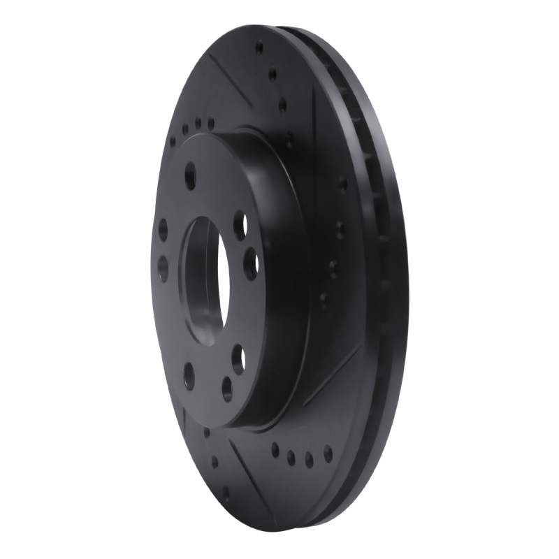 Picture of R1 87-93 Mercedes-Benz 190D Front Right Drilled & Slotted Black Brake Rotor