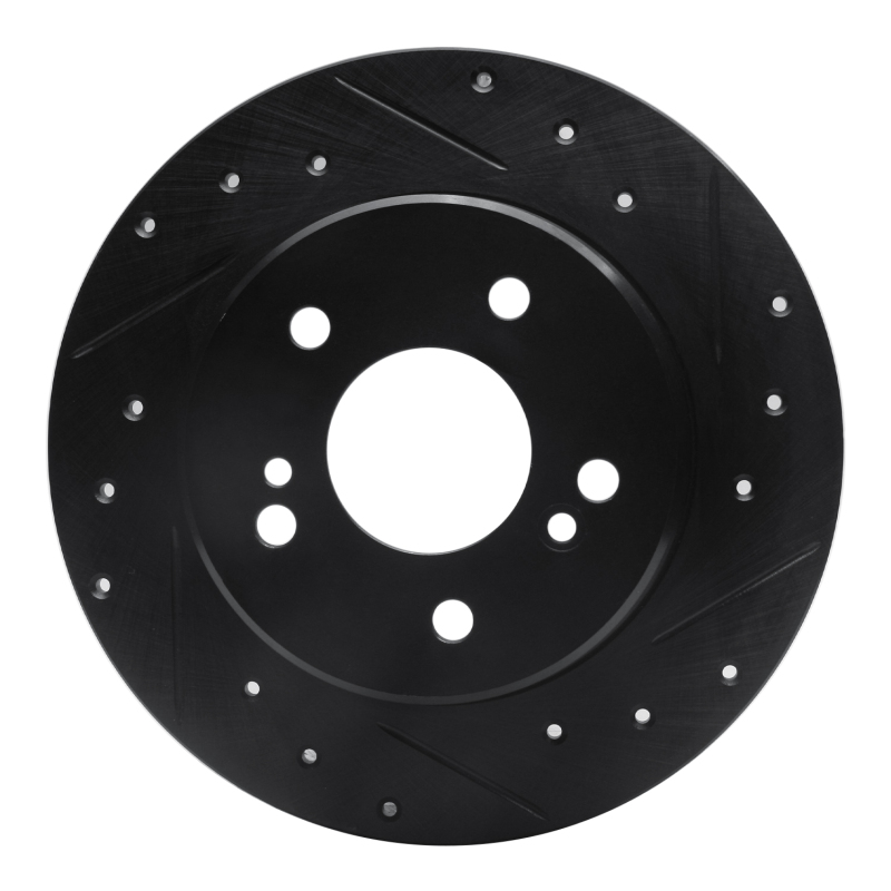 Picture of R1 87-15 Chrysler Crossfire Rear Right Drilled & Slotted Black Brake Rotor