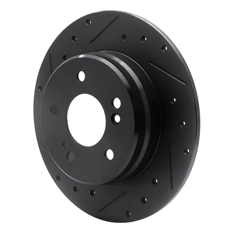 Picture of R1 87-15 Chrysler Crossfire Rear Left Drilled & Slotted Black Brake Rotor