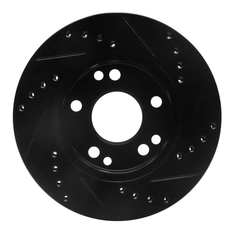 Picture of R1 87-93 Mercedes-Benz 190E Front Left Drilled & Slotted Black Brake Rotor