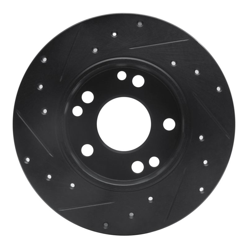 Picture of R1 83-89 Mercedes-Benz 190E Front Right Drilled & Slotted Black Brake Rotor