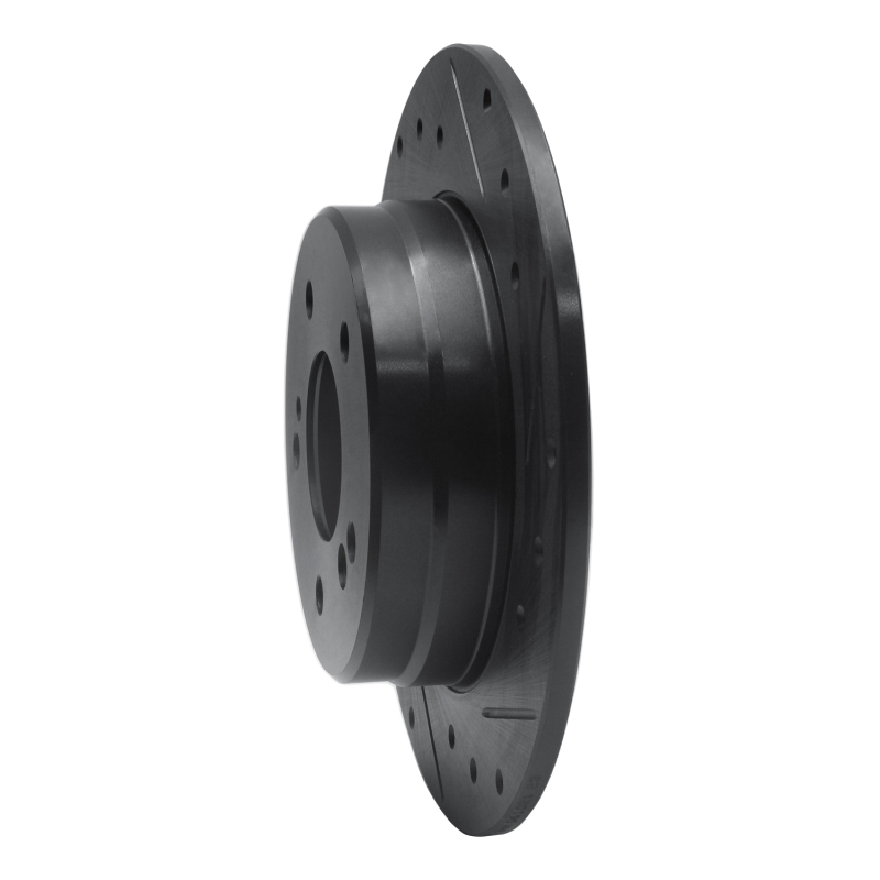 Picture of R1 87-15 Chrysler Crossfire Rear Right Drilled & Slotted Black Brake Rotor