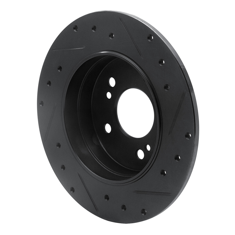 Picture of R1 87-15 Chrysler Crossfire Rear Left Drilled & Slotted Black Brake Rotor