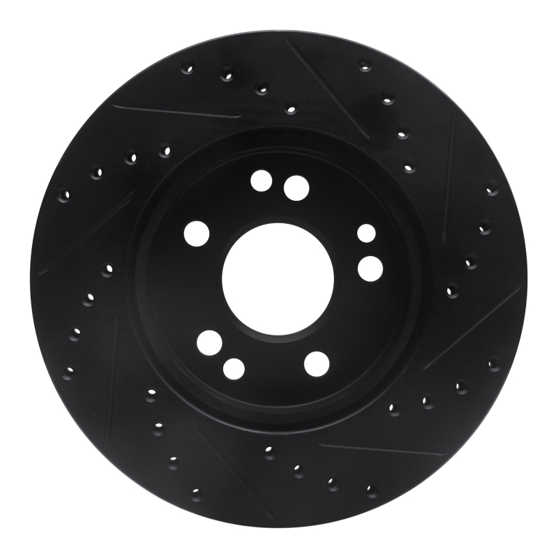 Picture of R1 84-95 Mercedes-Benz E300 Front Left Drilled & Slotted Black Brake Rotor