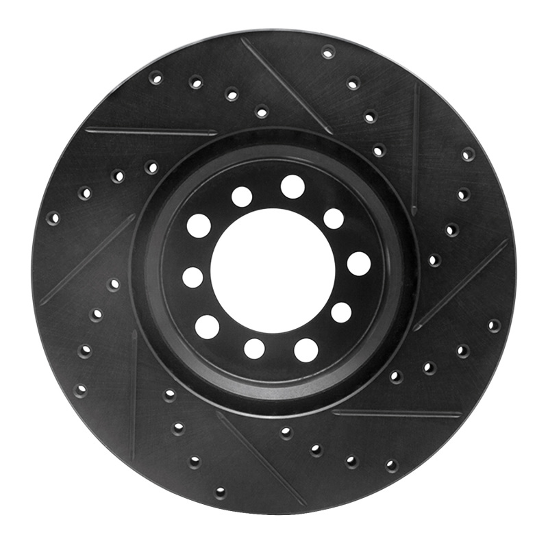 Picture of R1 85-91 Mercedes-Benz 300SE Front Left Drilled & Slotted Black Brake Rotor
