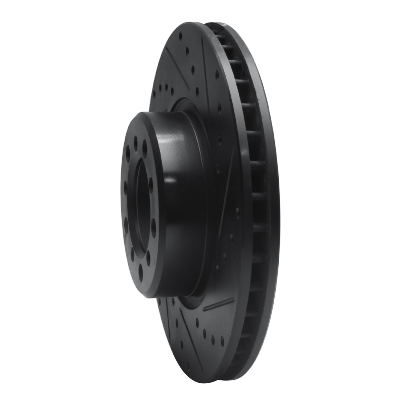 Picture of R1 85-91 Mercedes-Benz 300SD Front Right Drilled & Slotted Black Brake Rotor