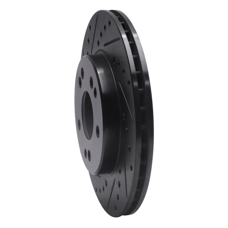 Picture of R1 84-95 Mercedes-Benz E300 Front Left Drilled & Slotted Black Brake Rotor