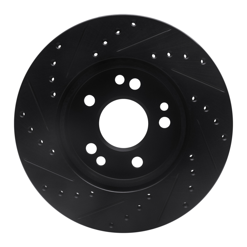 Picture of R1 84-95 Mercedes-Benz 260E Front Right Drilled & Slotted Black Brake Rotor