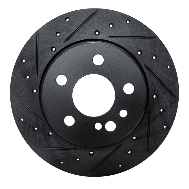 Picture of R1 91-99 Mercedes-Benz S320 Rear Right Drilled & Slotted Black Brake Rotor