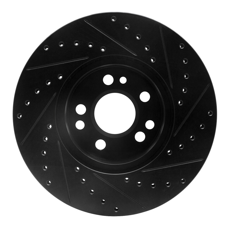 Picture of R1 91-99 Mercedes-Benz 300SD Front Left Drilled & Slotted Black Brake Rotor