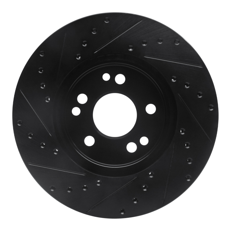Picture of R1 90-98 Mercedes-Benz 300SL Front Right Drilled & Slotted Black Brake Rotor