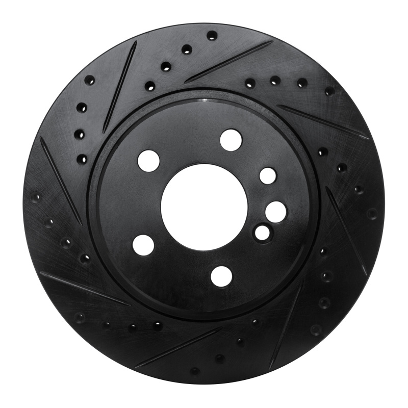Picture of R1 92-99 Mercedes-Benz S420 Rear Left Drilled & Slotted Black Brake Rotor