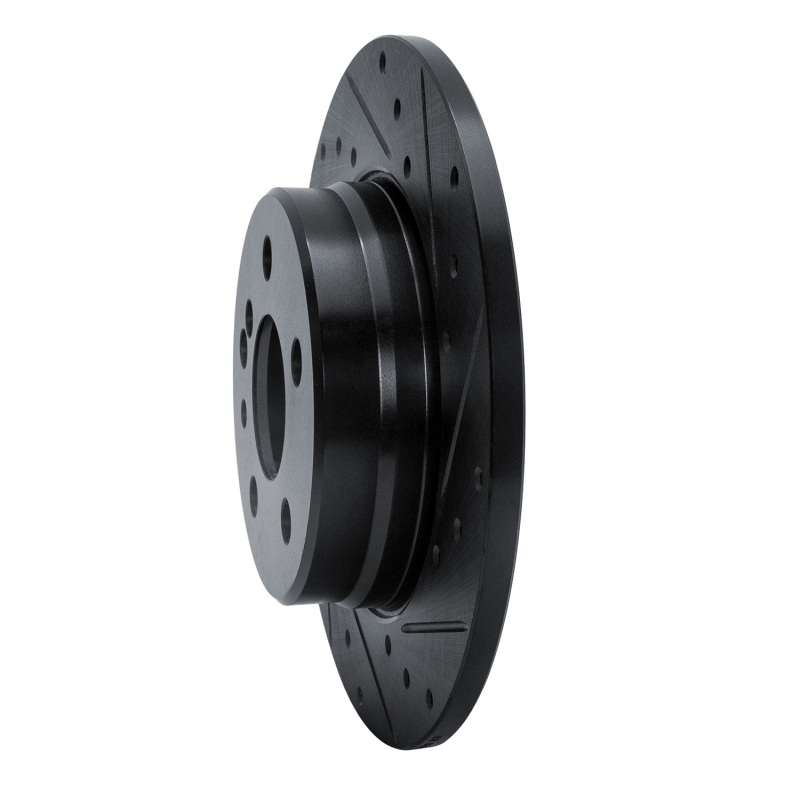 Picture of R1 91-99 Mercedes-Benz S320 Rear Right Drilled & Slotted Black Brake Rotor