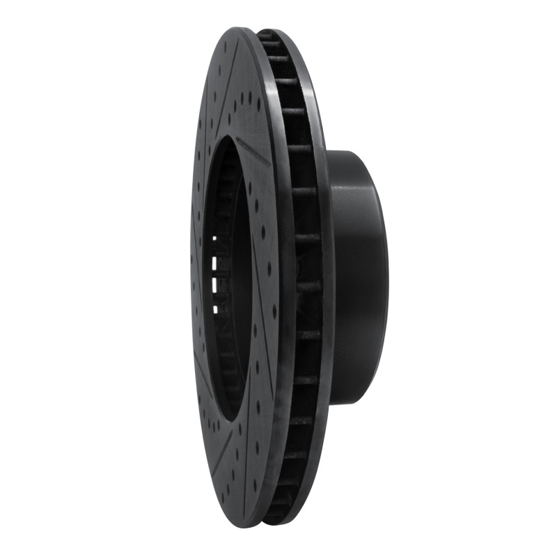 Picture of R1 91-99 Mercedes-Benz S350 Front Right Drilled & Slotted Black Brake Rotor