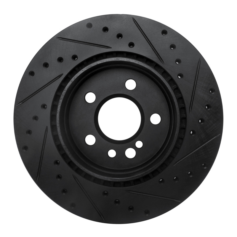 Picture of R1 92-99 Mercedes-Benz S420 Rear Left Drilled & Slotted Black Brake Rotor