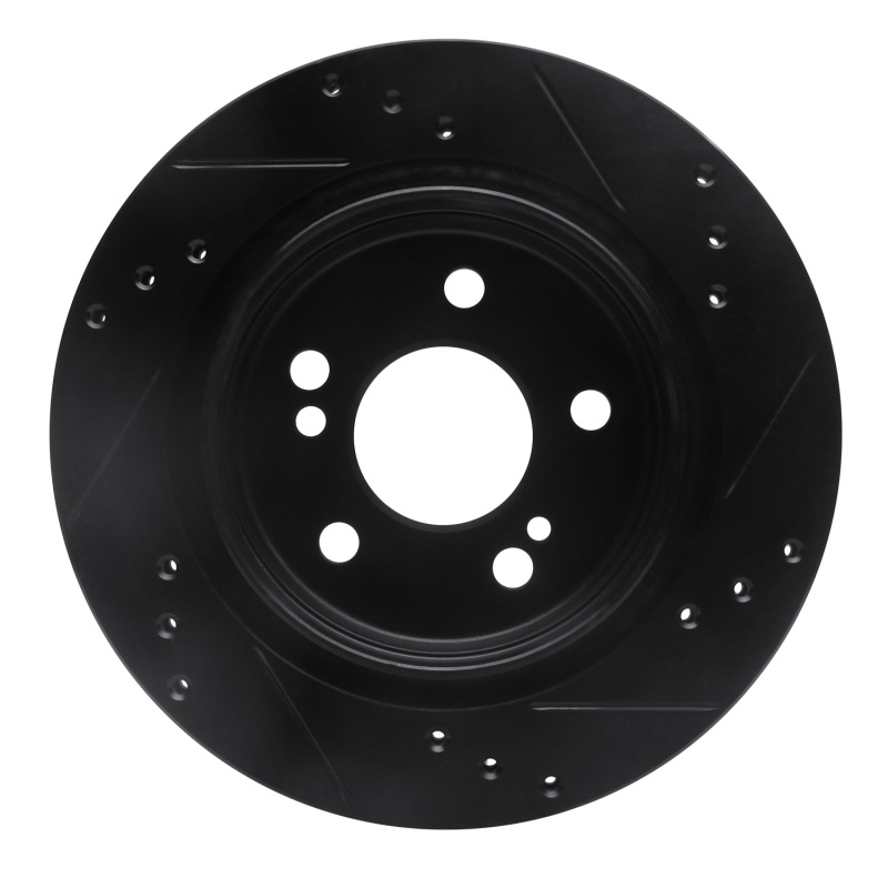 Picture of R1 92-94 Mercedes-Benz E500 Rear Left Drilled & Slotted Black Brake Rotor