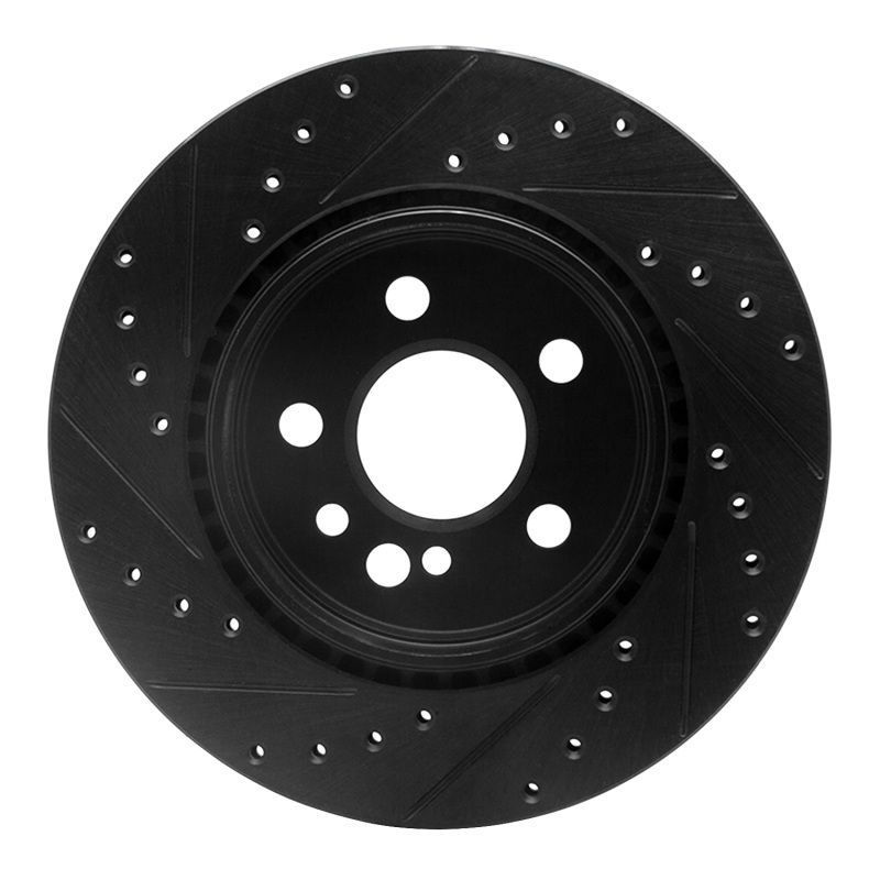 Picture of R1 92-99 Mercedes-Benz 500SEL Rear Right Drilled & Slotted Black Brake Rotor