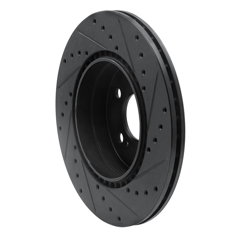 Picture of R1 93-02 Mercedes-Benz 600SL Rear Left Drilled & Slotted Black Brake Rotor