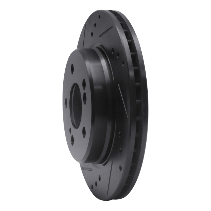 Picture of R1 92-94 Mercedes-Benz E500 Rear Left Drilled & Slotted Black Brake Rotor