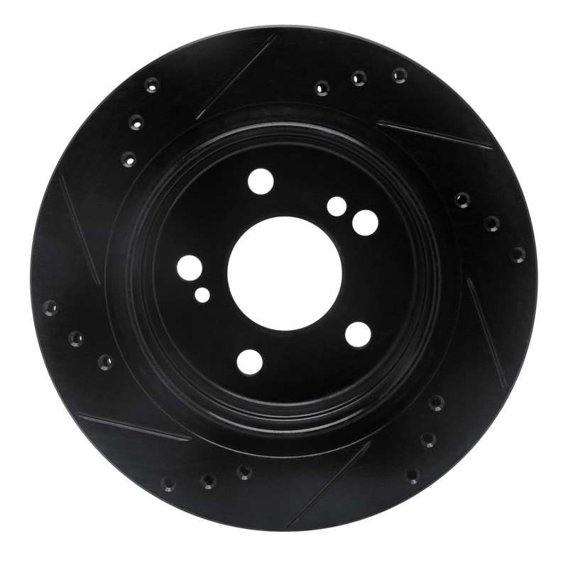 Picture of R1 92-94 Mercedes-Benz 500E Rear Right Drilled & Slotted Black Brake Rotor